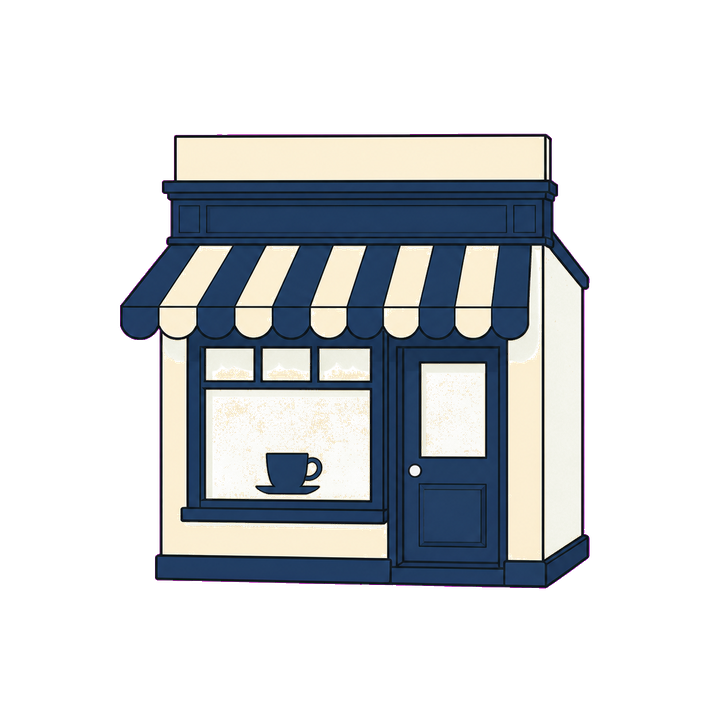 Ilustración sencilla de una cafetería de Londres
